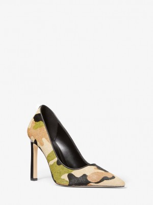 Tacones Michael Kors Amara Camouflage Print Calf Hair Pump Mujer Verde Oliva Multicolor | 9342-EDSWO