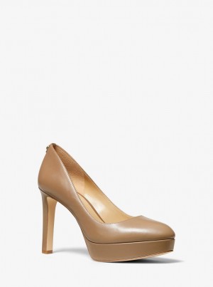 Tacones Michael Kors Chantal Leather Platform Pump Mujer Cashew | 6259-OUDWP