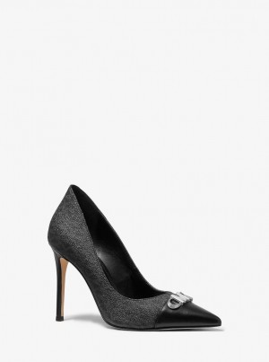 Tacones Michael Kors Parker Logo Pump Mujer Negras | 2689-XVOLY