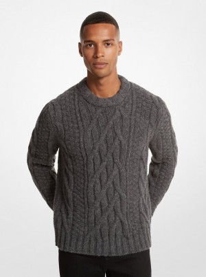 Truien Michael Kors Cable Alpaca Blend Sweater Hombre Gris | 1746-JXNLM