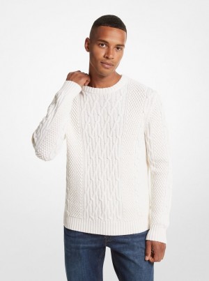 Truien Michael Kors Cable Knit Sweater Hombre Beige | 2643-VJWKD