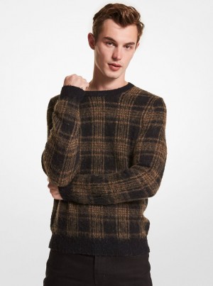 Truien Michael Kors Plaid Brushed Knit Sweater Hombre Negras | 3791-WFYNX