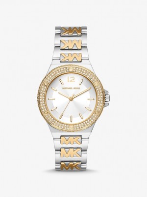 Two-tone Michael Kors Lennox Pave Two-Tone Logo Watch Mujer Two Tone | 0827-KLBUI