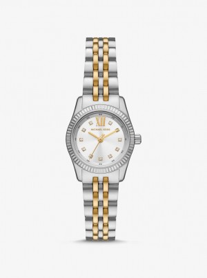 Two-tone Michael Kors Petite Lexington Pave Two-Tone Watch Mujer Two Tone | 0853-BKAEW