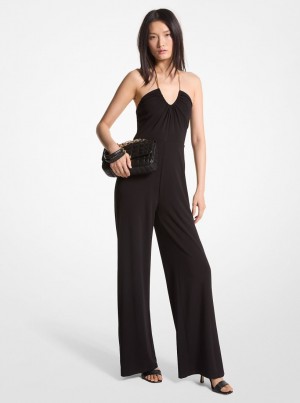 Vestido Michael Kors Embellished Stretch Matte Jersey Halter Jumpsuit Mujer Negras | 0517-YTGIX