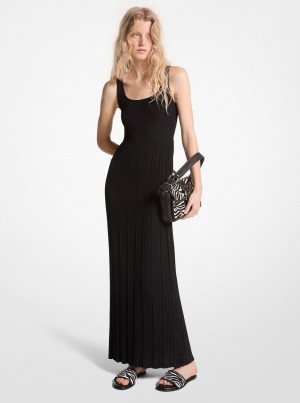 Vestido Michael Kors Ribbed Stretch Knit Maxi Dress Mujer Negras | 6924-ADTIL