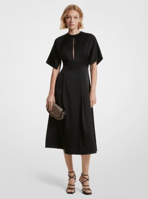 Vestido Michael Kors Satin Midi Dress Mujer Negras | 2179-JBYZV