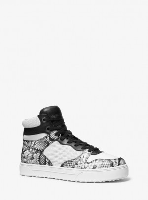 Zapatillas Michael Kors Barett Snake Embossed Leather High-Top Sneaker Hombre Blancas | 1765-OGXNM