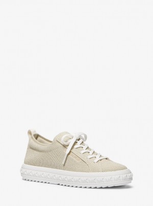 Zapatillas Michael Kors Grove Metallic Knit Sneaker Mujer Doradas | 1758-FEJQW