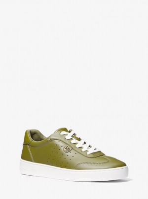 Zapatillas Michael Kors Scotty Leather Sneaker Mujer Verde Oliva | 2436-ANBSC