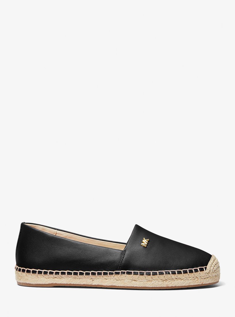 Alpargata Michael Kors Kendrick Leather Slip-On Espadrille Mujer Negras | 2640-RLDSH