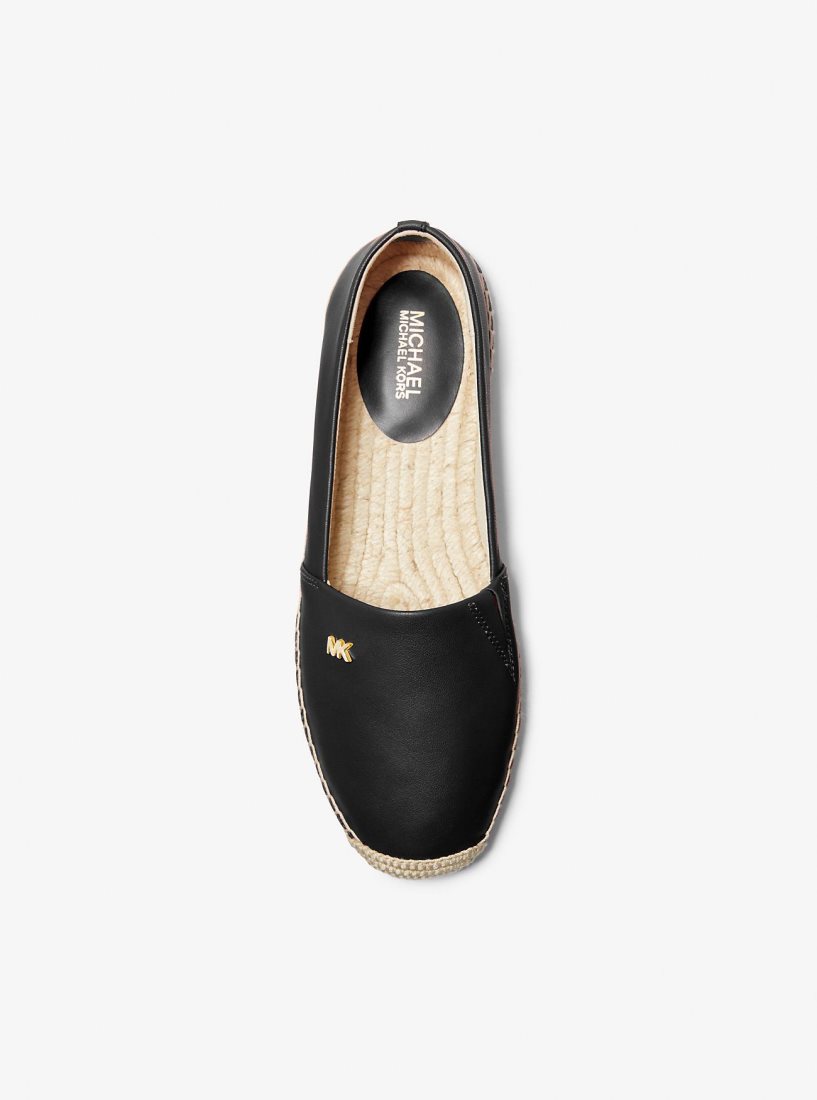 Alpargata Michael Kors Kendrick Leather Slip-On Espadrille Mujer Negras | 2640-RLDSH