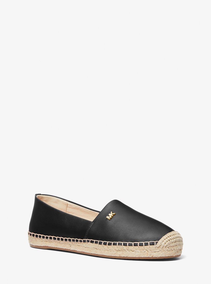 Alpargata Michael Kors Kendrick Leather Slip-On Espadrille Mujer Negras | 2640-RLDSH