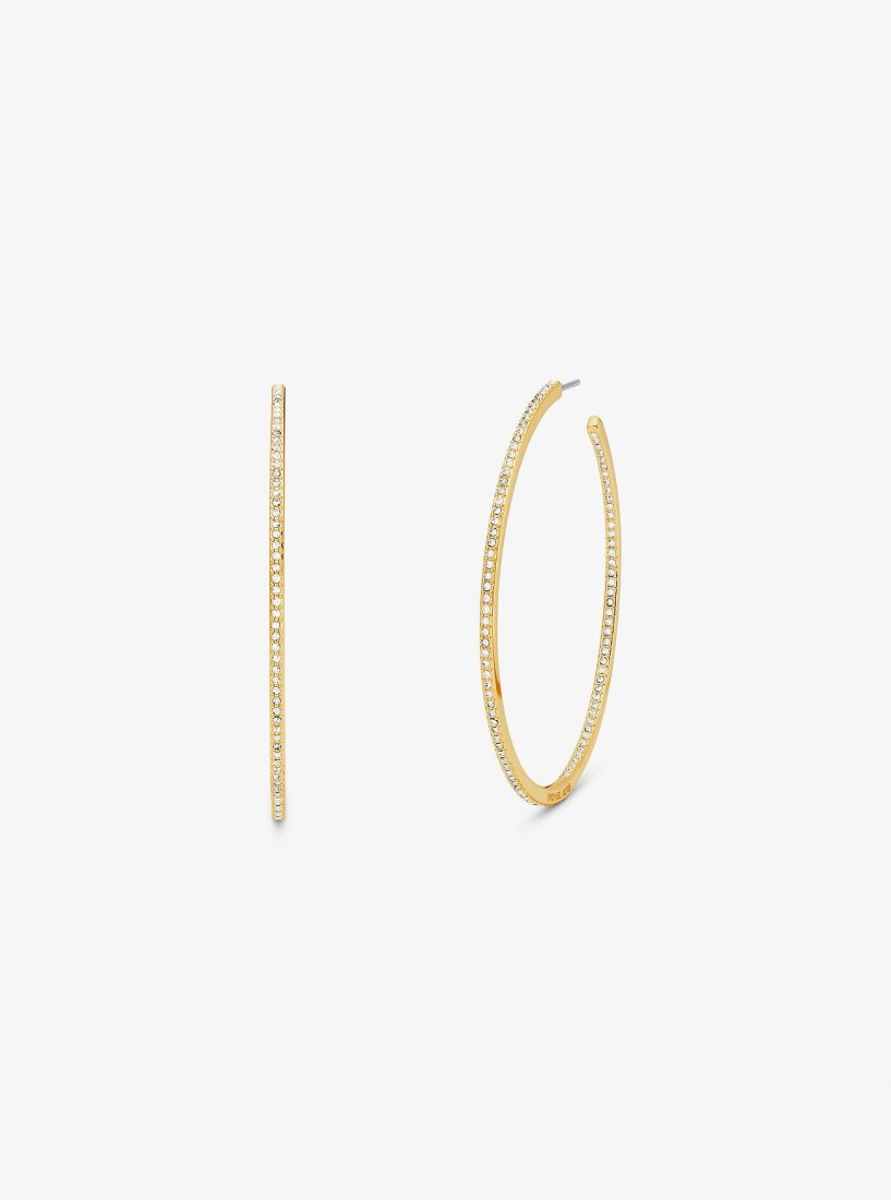 Anillos Michael Kors Precious Metal-Plated Brass Pave Hoop Earrings Mujer Doradas | 7654-OCZBG