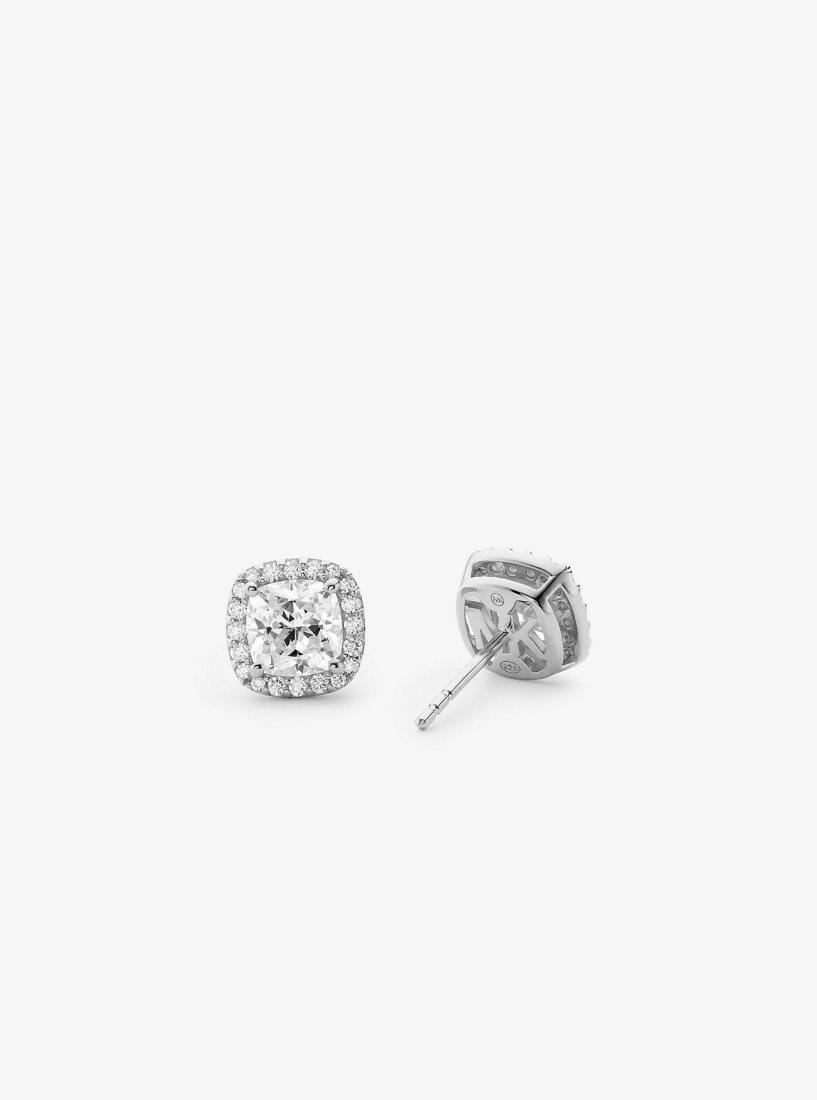 Aretes Michael Kors Precious Metal-Plated Sterling Silver Pave Stud Earrings Mujer Plateadas | 0539-ZAWGF