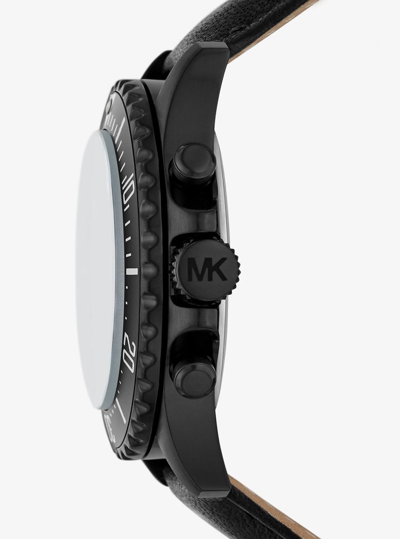 Black-tone Michael Kors Oversized Everest Black-Tone and Leather Watch Mujer Negras | 6748-YDSEM