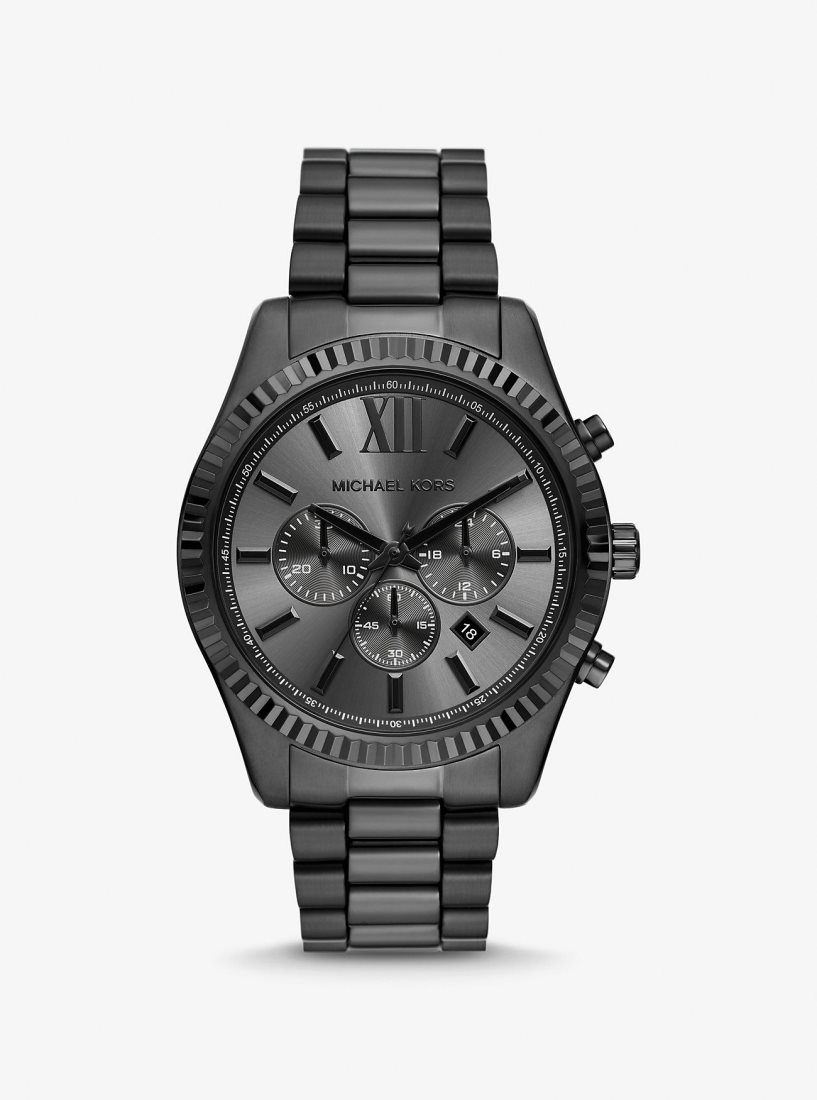 Black-tone Michael Kors Oversized Lexington Black-Tone Watch Hombre Negras | 5142-SAQVH