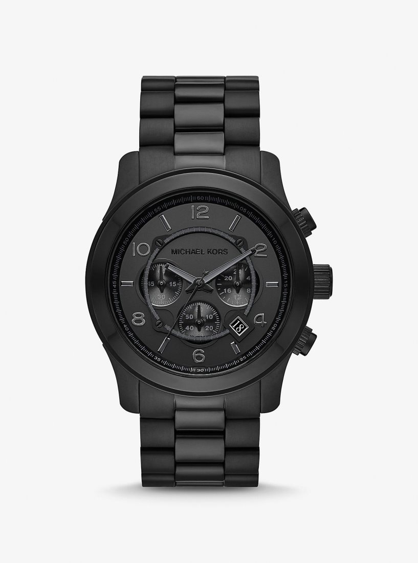 Black-tone Michael Kors Oversized Runway Black-Tone Watch Hombre Negras | 8147-NABFM