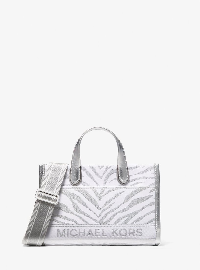 Bolsa Cruzada Michael Kors Gigi Small Metallic Zebra Jacquard Messenger Bag Mujer Plateadas Multicolor | 3647-ITVSO