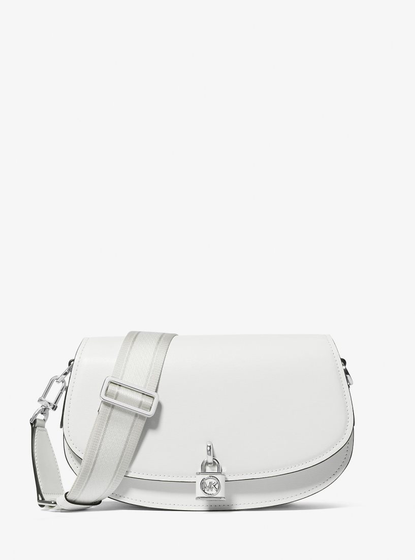 Bolsa Cruzada Michael Kors Mila Medium Leather Messenger Bag Mujer Blancas | 2756-NQREX