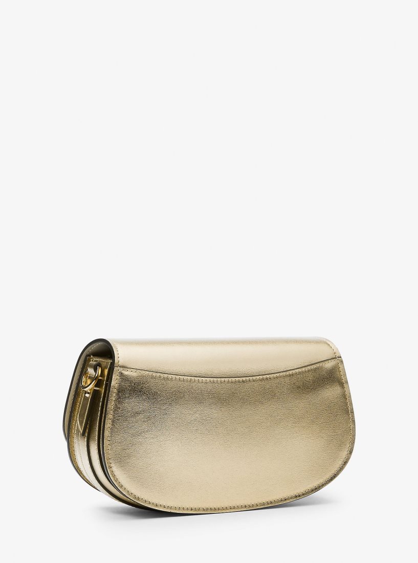 Bolsa Cruzada Michael Kors Mila Medium Metallic Leather Messenger Bag Mujer Doradas | 8173-UACHF