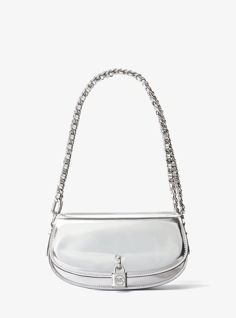 Bolsa Cruzada Michael Kors Mila Small Metallic Leather Shoulder Bag Mujer Plateadas | 9216-UPAZD