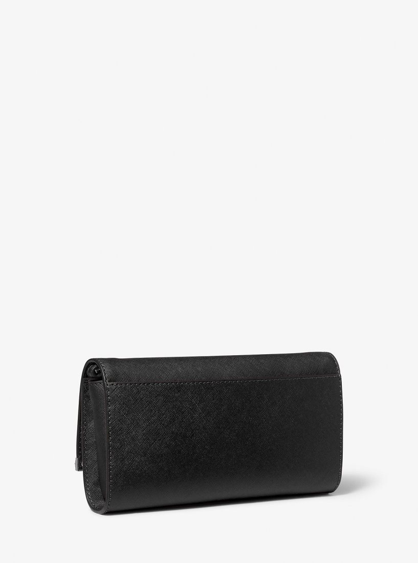 Bolsa Cruzada Michael Kors Mona Large Saffiano Leather Clutch Mujer Negras | 5740-TSYJP