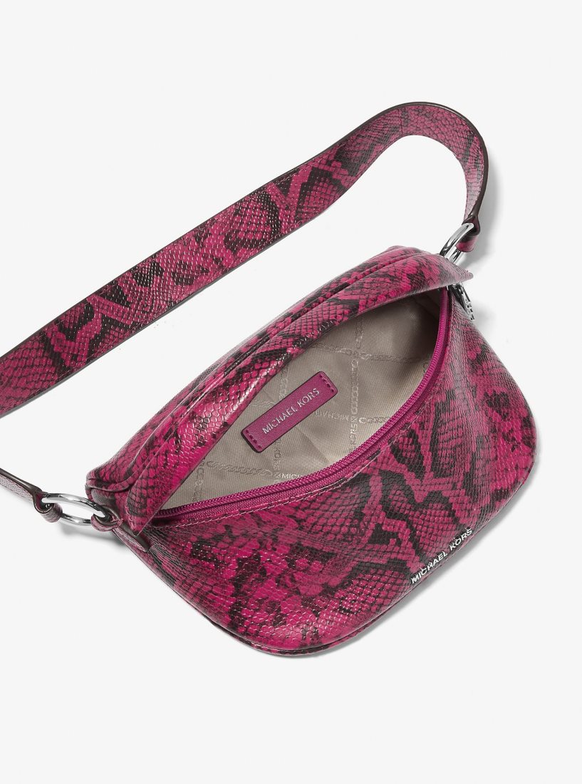 Bolsa Cruzada Michael Kors Slater Extra-Small Snake Embossed Leather Sling Pack Mujer Fucsia Oscuro | 1428-OJZXT