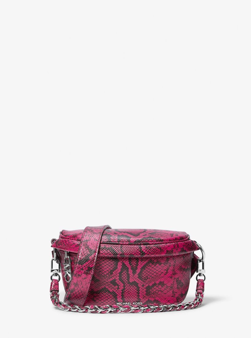 Bolsa Cruzada Michael Kors Slater Extra-Small Snake Embossed Leather Sling Pack Mujer Fucsia Oscuro | 1428-OJZXT