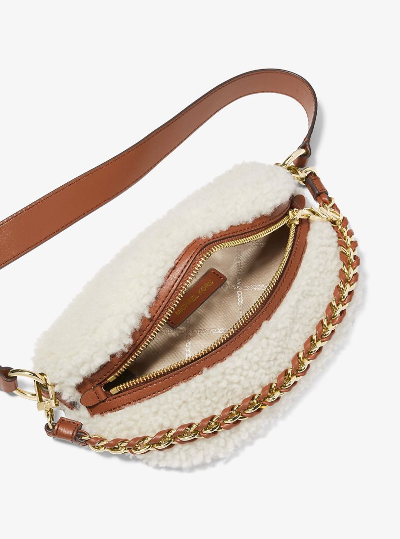 Bolsa Cruzada Michael Kors Slater Extra-Small Shearling Sling Pack Mujer Beige | 0342-WIZRJ