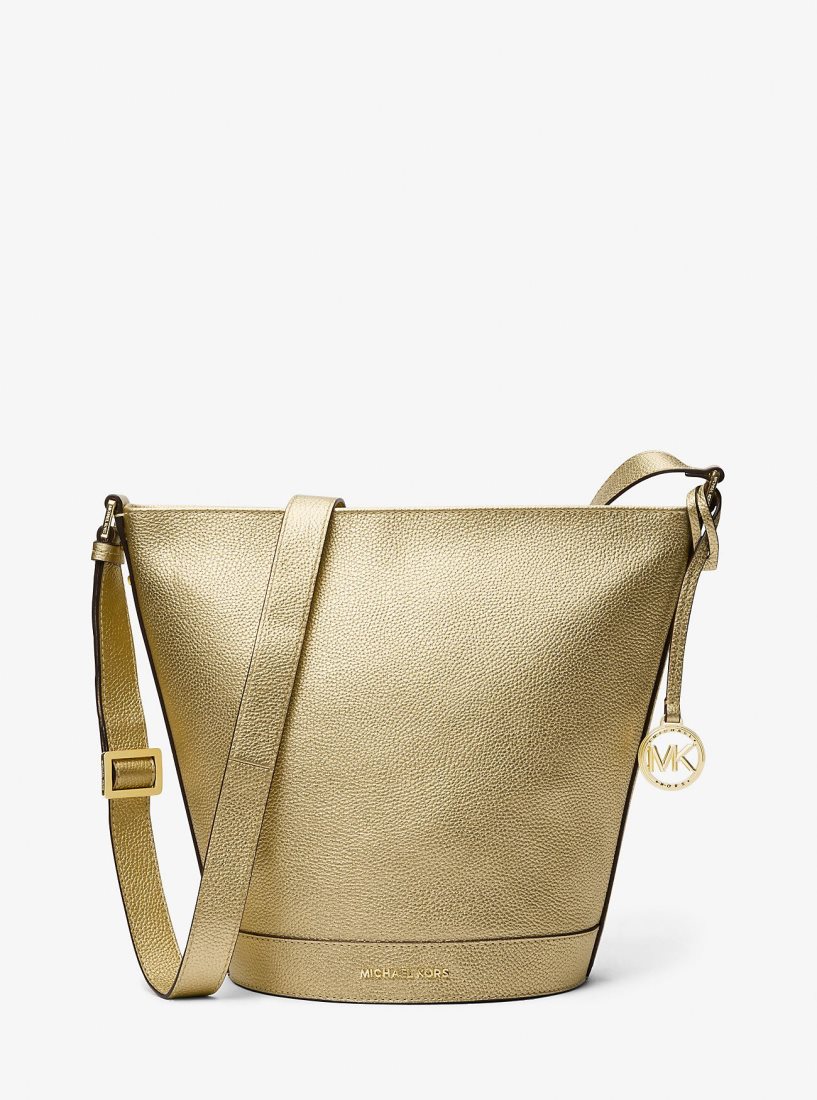 Bolsa Cruzada Michael Kors Townsend Medium Metallic Pebbled Leather Messenger Bag Mujer Doradas | 2361-OLZDE