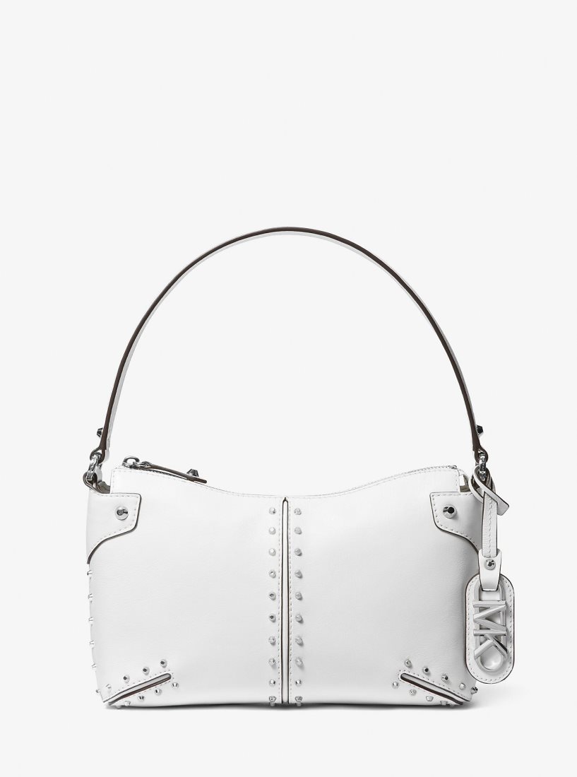 Bolsa De Hombro Michael Kors Astor Large Studded Leather Shoulder Bag Mujer Blancas | 0572-DXQYT