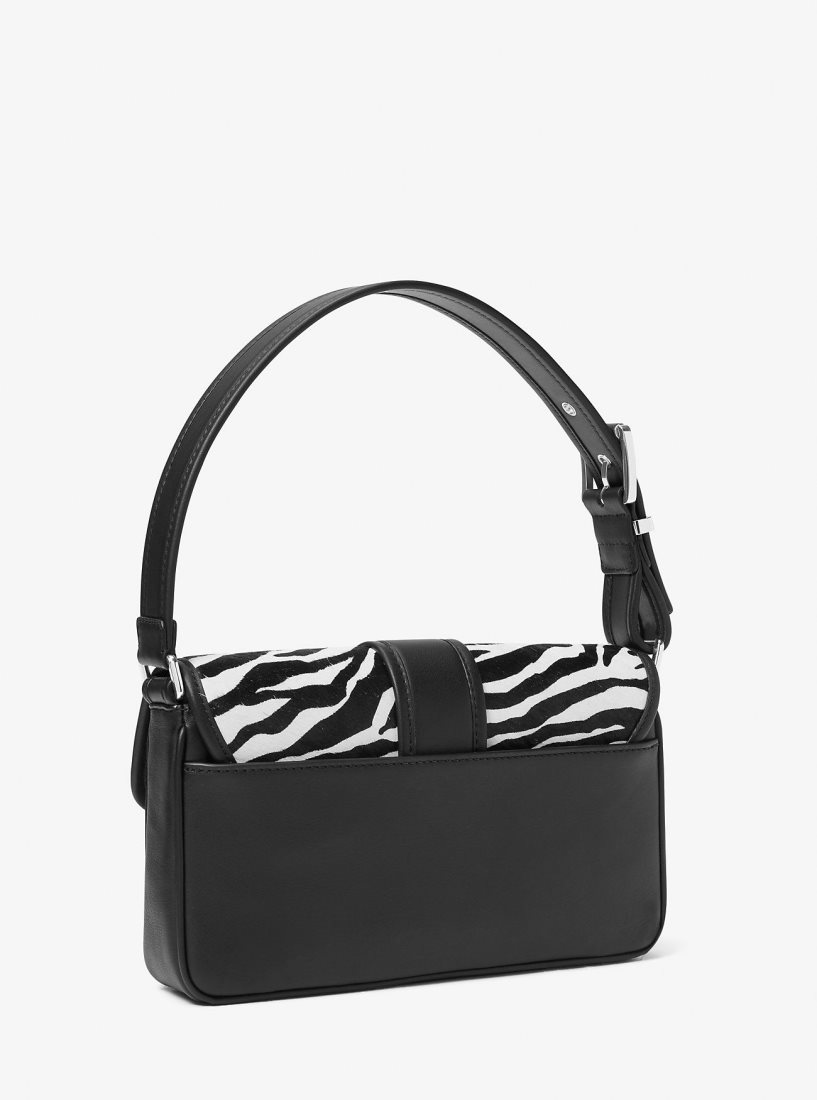 Bolsa De Hombro Michael Kors Colby Medium Zebra Print Calf Hair Shoulder Bag Mujer Negras | 1492-YGNTF