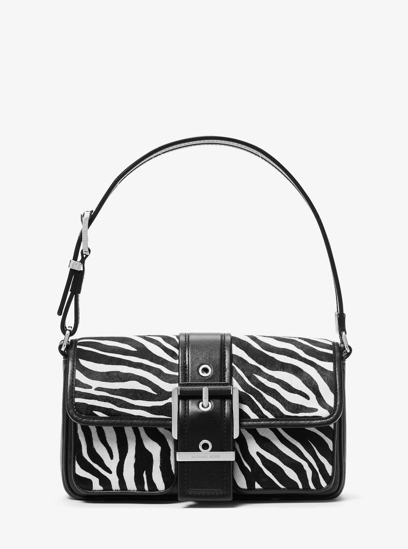 Bolsa De Hombro Michael Kors Colby Medium Zebra Print Calf Hair Shoulder Bag Mujer Negras | 1492-YGNTF