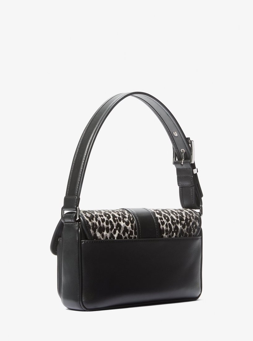 Bolsa De Hombro Michael Kors Colby Medium Leopard Print Calf Hair Shoulder Bag Mujer Negras | 2986-ISZBD