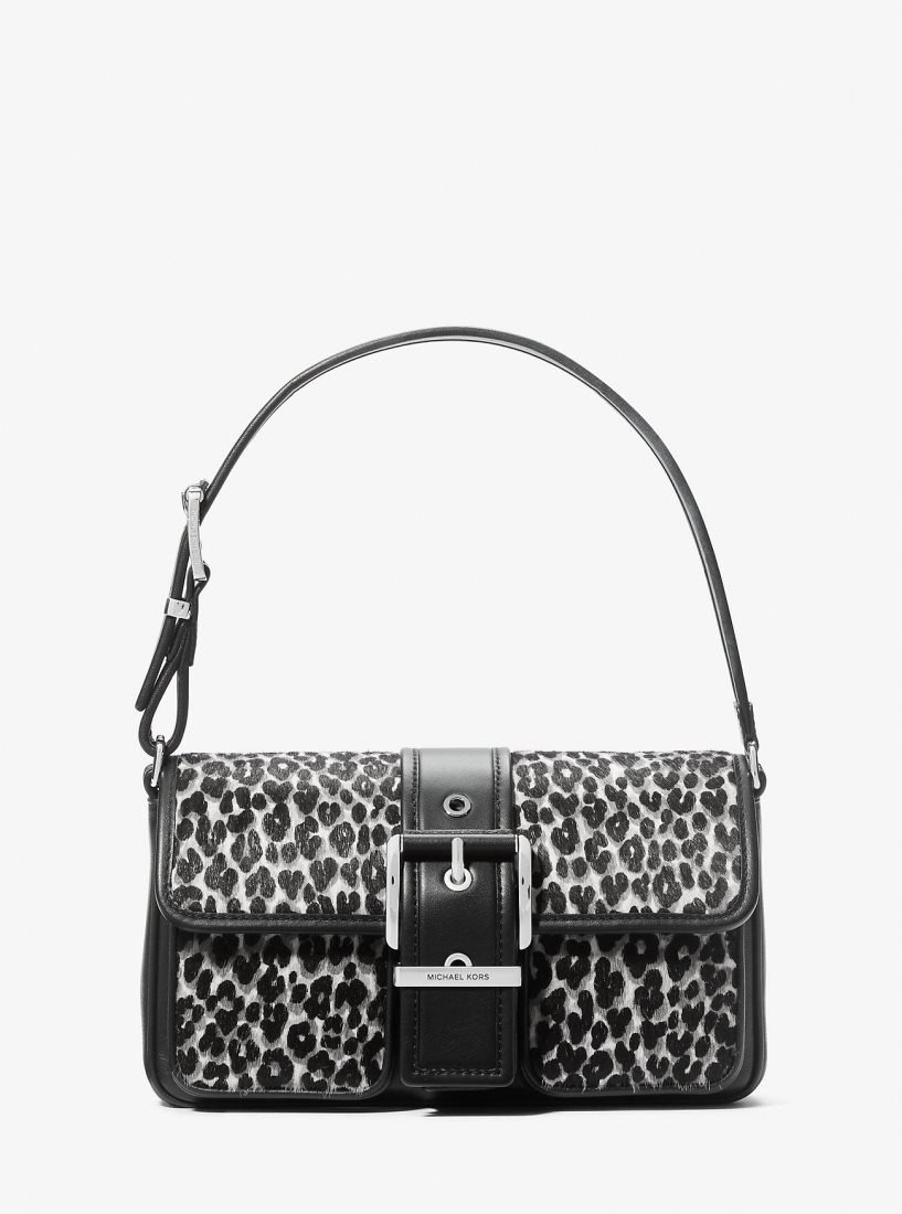 Bolsa De Hombro Michael Kors Colby Medium Leopard Print Calf Hair Shoulder Bag Mujer Negras | 2986-ISZBD