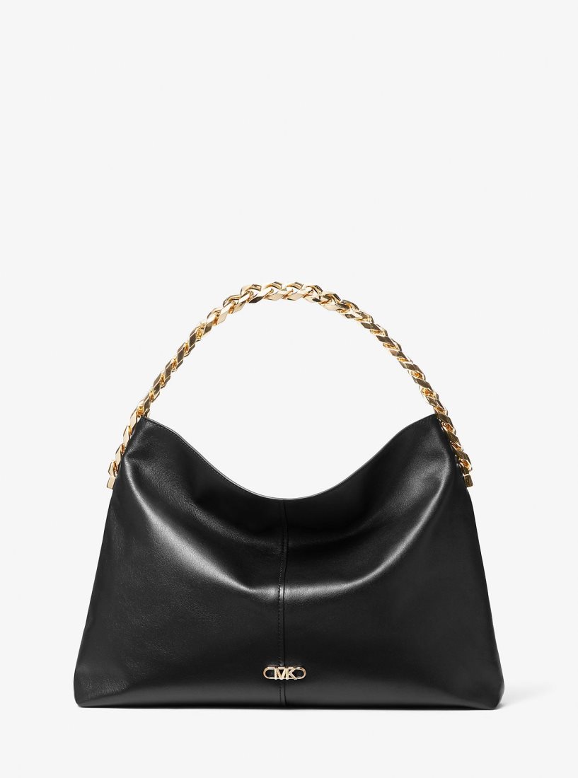 Bolsa De Hombro Michael Kors Jordyn Large Leather Hobo Shoulder Bag Mujer Negras | 7261-MTVPU