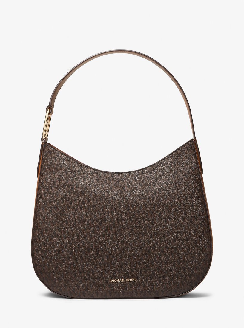 Bolsa De Hombro Michael Kors Kensington Large Signature Logo Hobo Shoulder Bag Mujer Brn/Acorn | 7498-VLCET