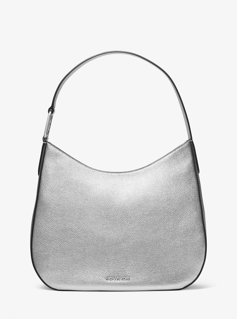 Bolsa De Hombro Michael Kors Kensington Large Metallic Leather Hobo Shoulder Bag Mujer Plateadas | 3806-SHAXP