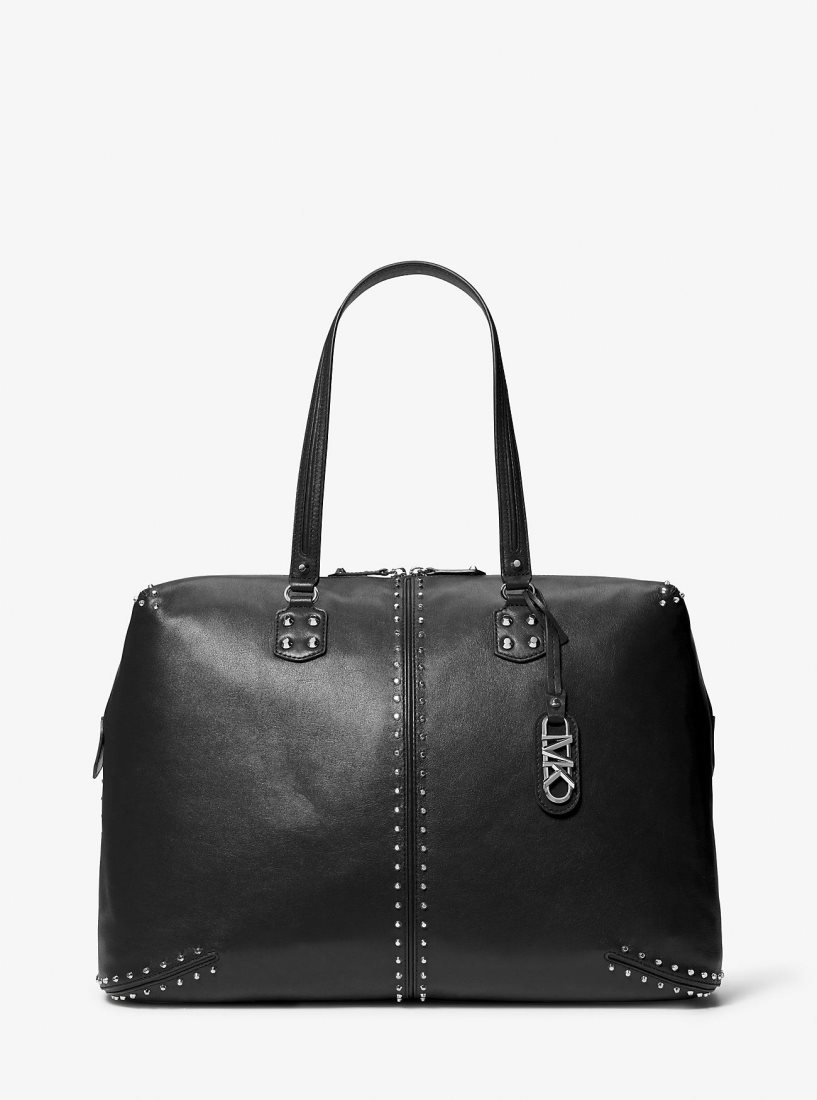 Bolsa Duffle Michael Kors Astor Extra-Large Studded Leather Weekender Bag Mujer Negras | 0951-FEICP