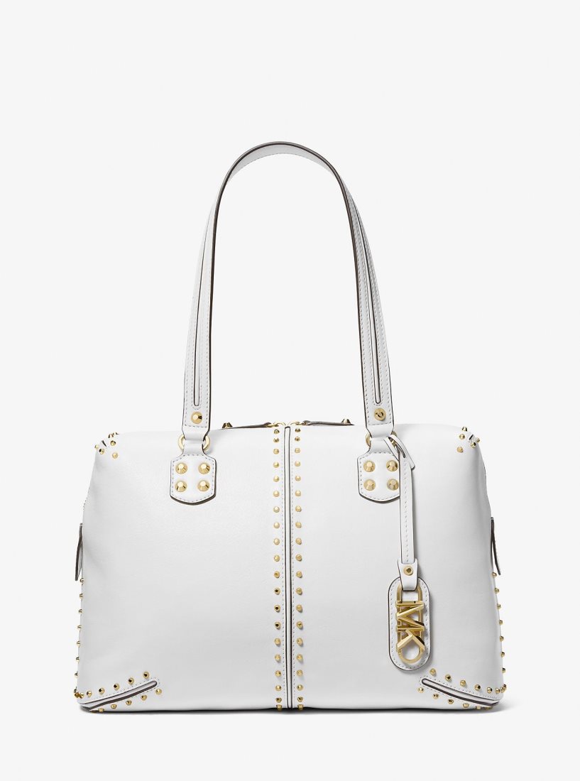 Bolsa Duffle Michael Kors Astor Large Studded Leather Tote Bag Mujer Blancas | 2157-USZBA