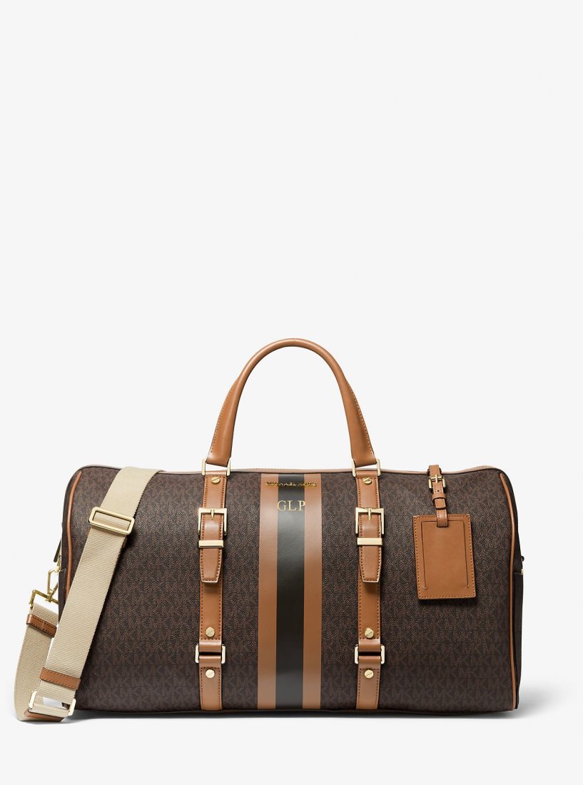 Bolsa Duffle Michael Kors Bedford Travel Extra-Large Logo Stripe Weekender Bag Mujer Brn/Acorn | 3798-JGHSI