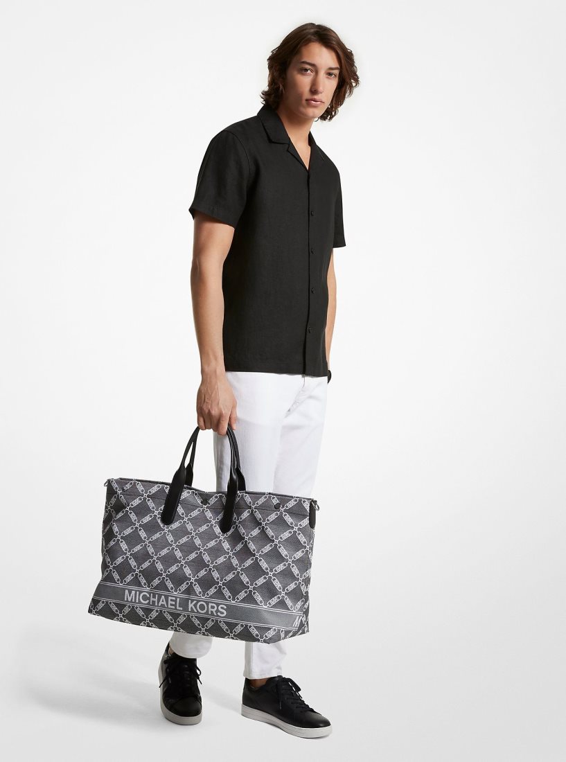 Bolsa Duffle Michael Kors Hudson Oversized Empire Logo Jacquard Tote Bag Hombre Negras | 3259-INHKU