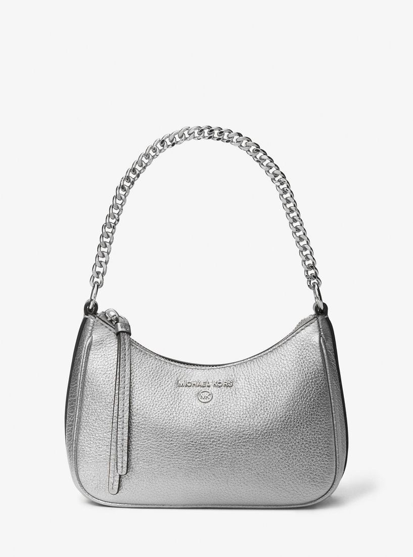 Bolsas Mini Michael Kors Jet Set Charm Small Metallic Leather Pochette Mujer Plateadas | 9276-APGLM