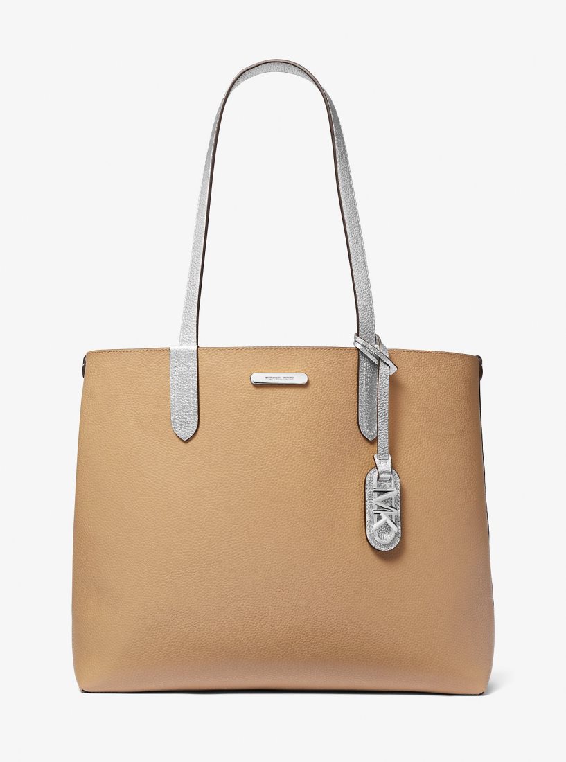 Bolsas de Mano Michael Kors Eliza Extra-Large Metallic Pebbled Leather Reversible Tote Bag Mujer Plateadas | 0736-WUVHR