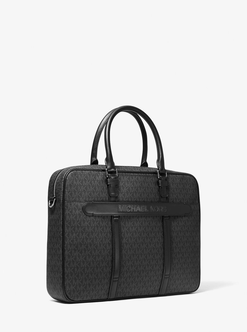 Bolsas de Mano Michael Kors Hudson Logo Briefcase Hombre Negras | 4726-CBXPU