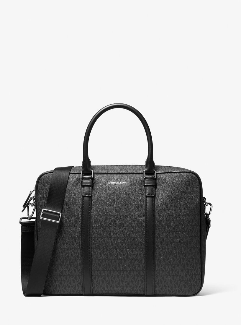 Bolsas de Mano Michael Kors Hudson Logo Briefcase Hombre Negras | 4726-CBXPU