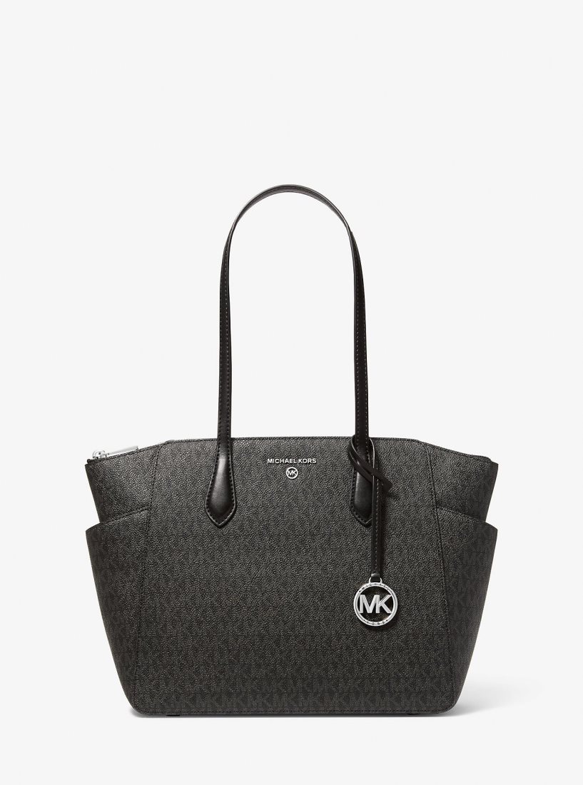 Bolsas de Mano Michael Kors Marilyn Medium Logo Tote Bag Mujer Negras | 0843-KDXOP