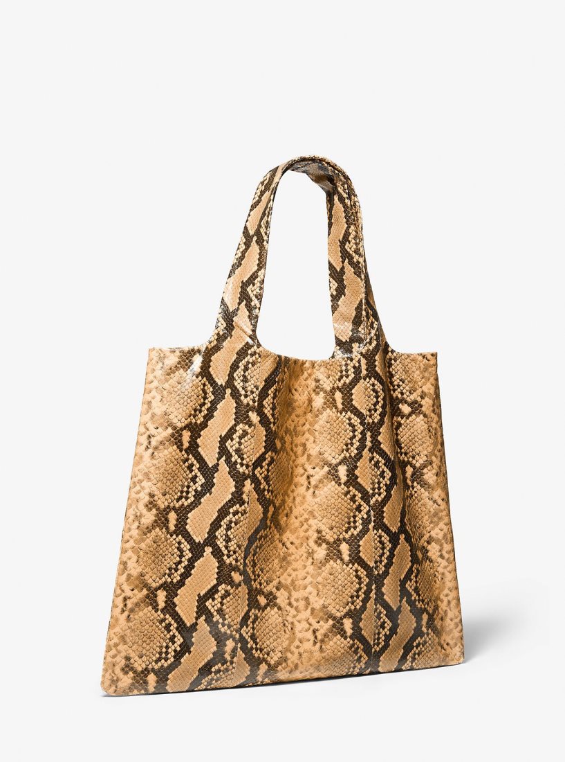 Bolsas de Mano Michael Kors Monogramme Python Embossed Leather Tote Bag Mujer Marrones | 6504-XKLQF