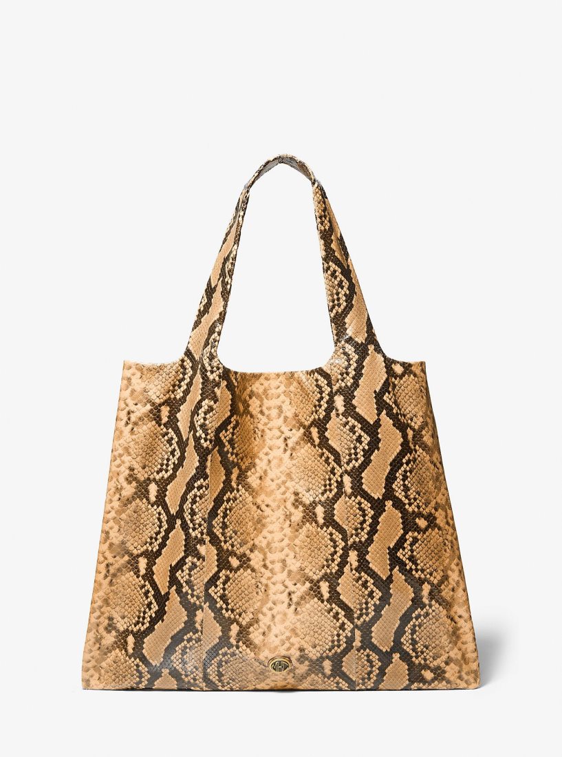 Bolsas de Mano Michael Kors Monogramme Python Embossed Leather Tote Bag Mujer Marrones | 6504-XKLQF